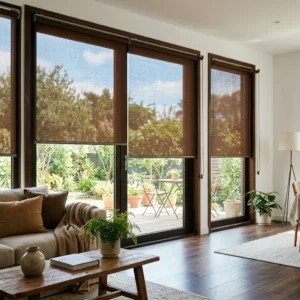 Brown sunscreen blinds Abu Dhabi for contemporary windows
