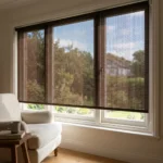 Brown sunscreen blinds Abu Dhabi for large glass windows