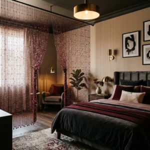 Burgundy Beaded Curtains