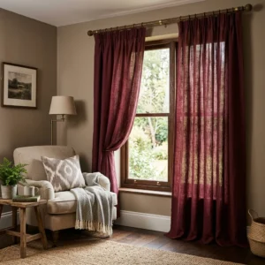 Burgundy Linen Curtains