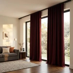 Burgundy Motorized Curtains