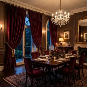 Burgundy Velvet Dining Room Curtains