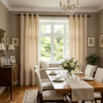Champagne Eyelet Dining Room Curtains