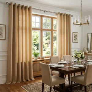 Champagne Eyelet Dining Room Curtains
