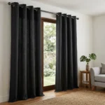 Charcoal Black Eyelet Curtains