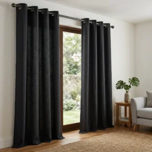 Charcoal Black Eyelet Curtains