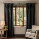 Charcoal Black Goblet Pleat Curtains