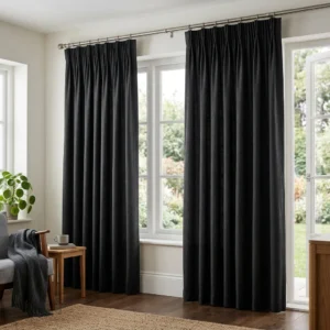 Charcoal Black Pencil Pleat Curtains
