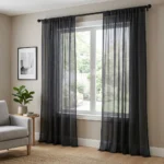 Charcoal Black Sheer Panel Curtains