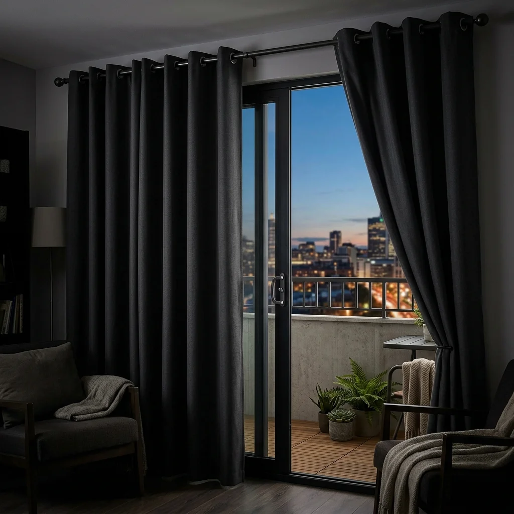 Charcoal Blackout Balcony Curtains