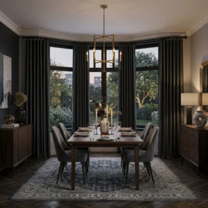 Charcoal Blackout Dining Room Curtains