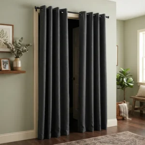 Charcoal Blackout Door Curtains