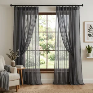 Charcoal Grey Chiffon Curtains