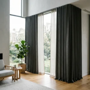 Charcoal Grey Double Curtains
