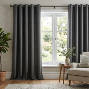Charcoal Grey Eyelet Curtains