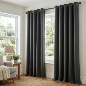 Charcoal Grey Eyelet Curtains Abu Dhabi