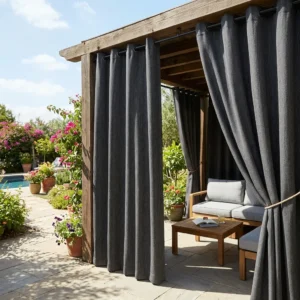 Charcoal Sun-Block Outdoor Curtains