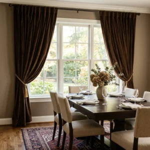 Chocolate Brown Velvet Dining Room Curtains