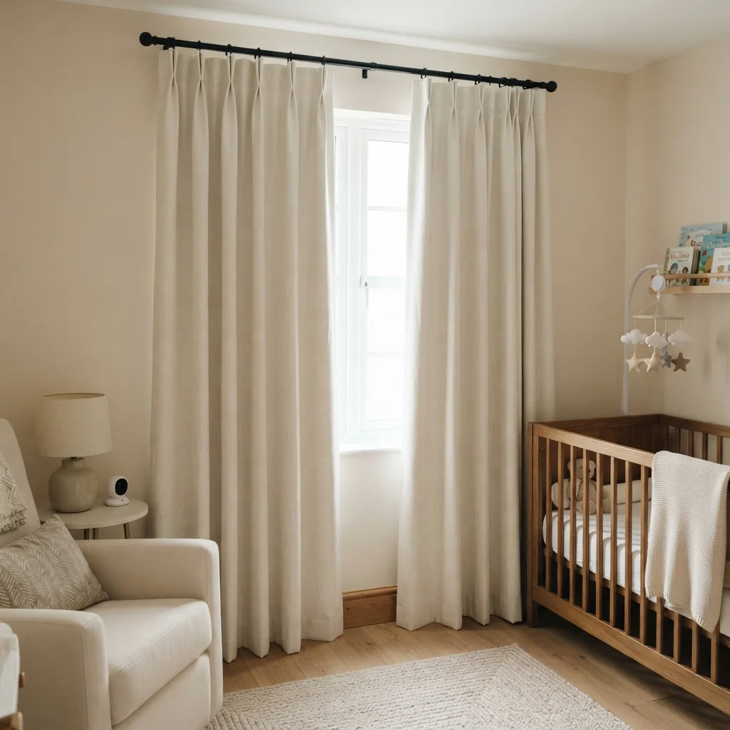 Cream Blackout Nursery Curtains - Image 4