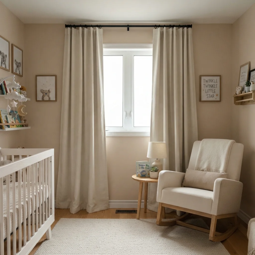Cream Blackout Nursery Curtains - Image 3