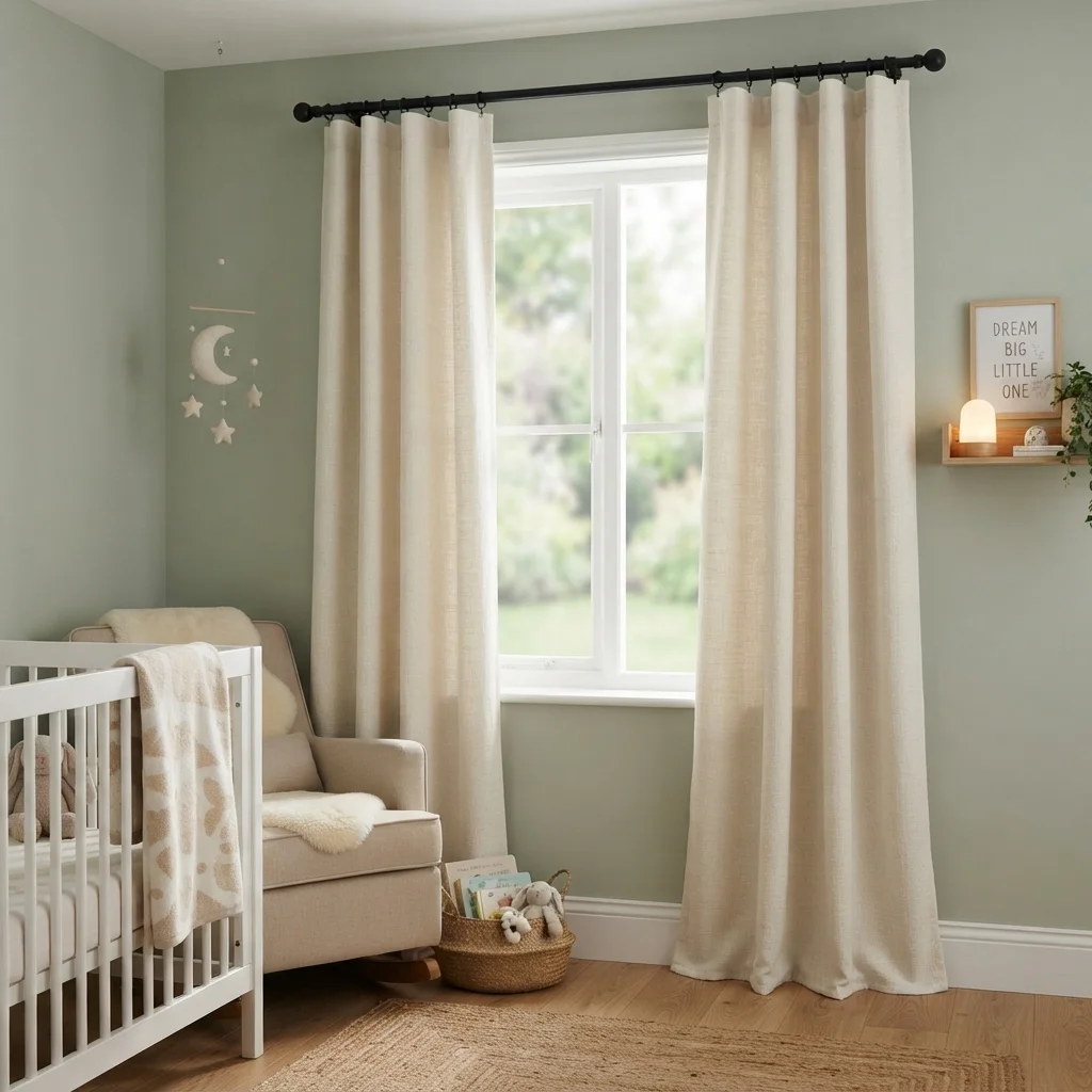 Cream Blackout Nursery Curtains - Image 2