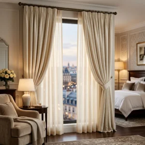 Cream Dual-Layer Hotel Curtains