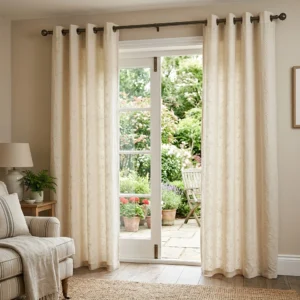 Cream Eyelet Door Curtains
