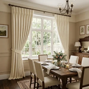 Cream Goblet Pleat Dining Room Curtains