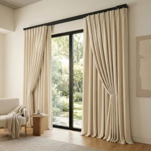 Cream Motorized Curtains