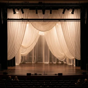 Cream Sheer Stage Backdrop Curtains