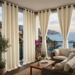 Cream Waterproof Balcony Curtains
