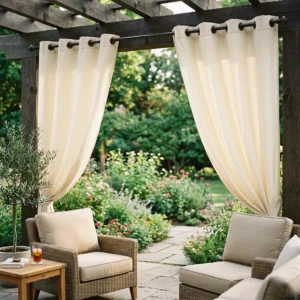 Cream Weather-Resistant Outdoor Curtains