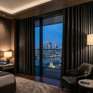Dark Charcoal Motorized Hotel Curtains