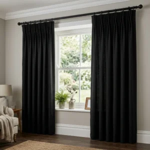 Deep Black Pencil Pleat Curtains