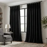 Deep Black Pinch Pleat Curtains