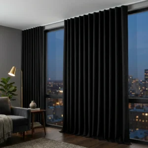 Deep Black Wave (S-Fold) Curtains