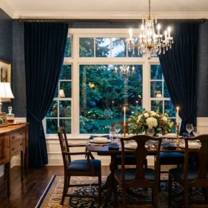 Deep Navy Dining Room Curtains