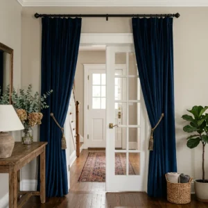 Deep Navy Door Curtains