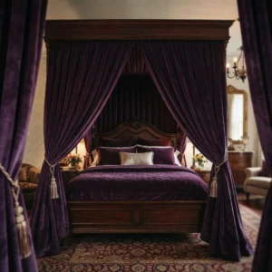 Deep Purple Velvet Canopy Curtains