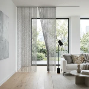 Dove Grey Beaded Curtains
