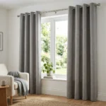 Dove Grey Eyelet Curtains Abu Dhabi