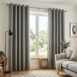 Dove Grey Eyelet Curtains Abu Dhabi