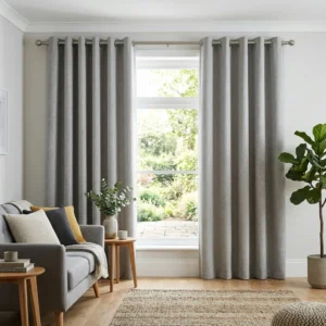 Dove Grey Eyelet Curtains Abu Dhabi