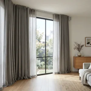 Dove Grey Motorized Curtains