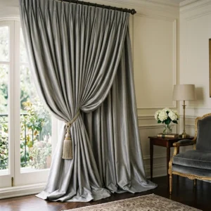 Dove Grey Silk Curtains