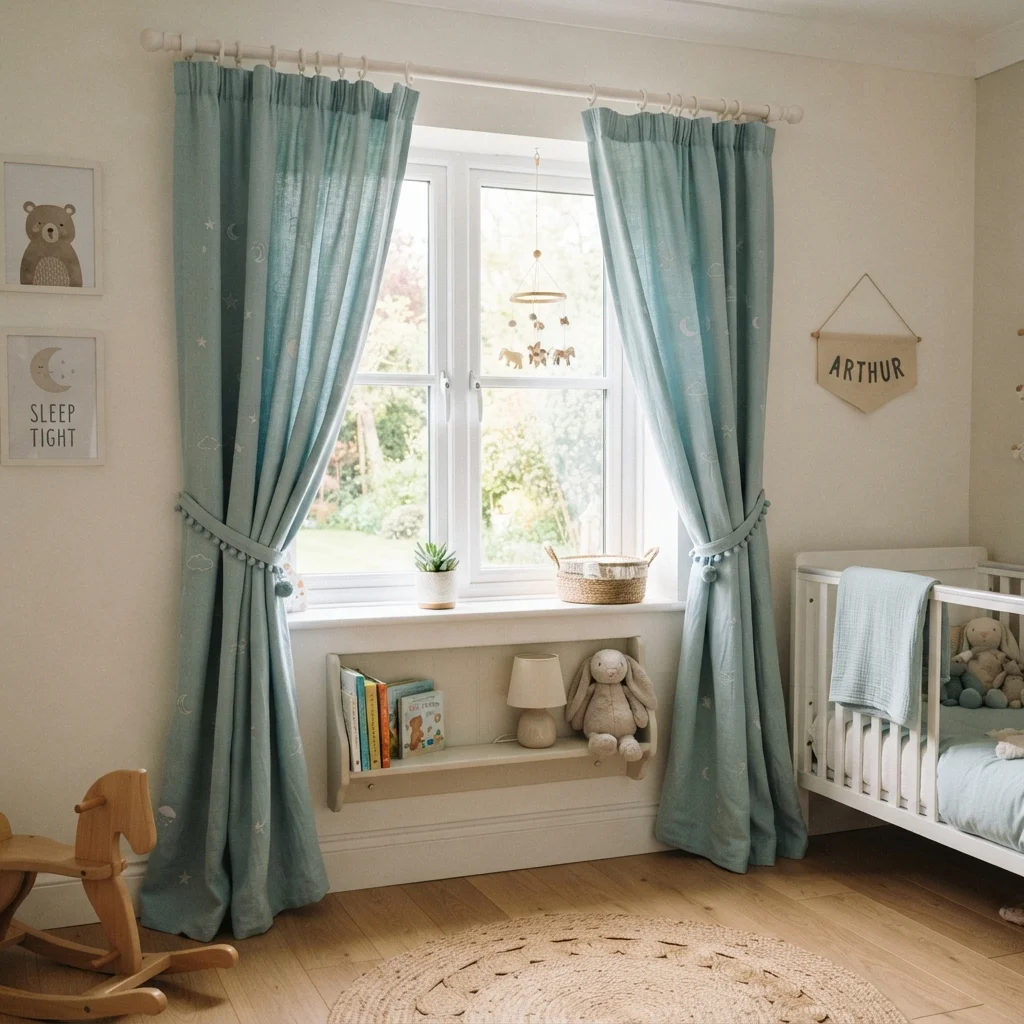 Duck Egg Blue Nursery Curtains - Image 2