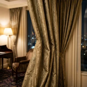 Dusty Gold Jacquard Hotel Curtains
