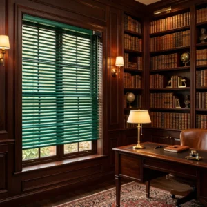 Emerald Green Aluminum Blind Motorized Tilt