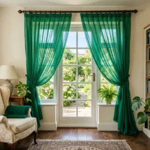 Emerald Green Chiffon Curtains