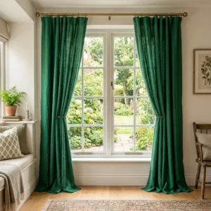 Emerald Green Linen Curtains